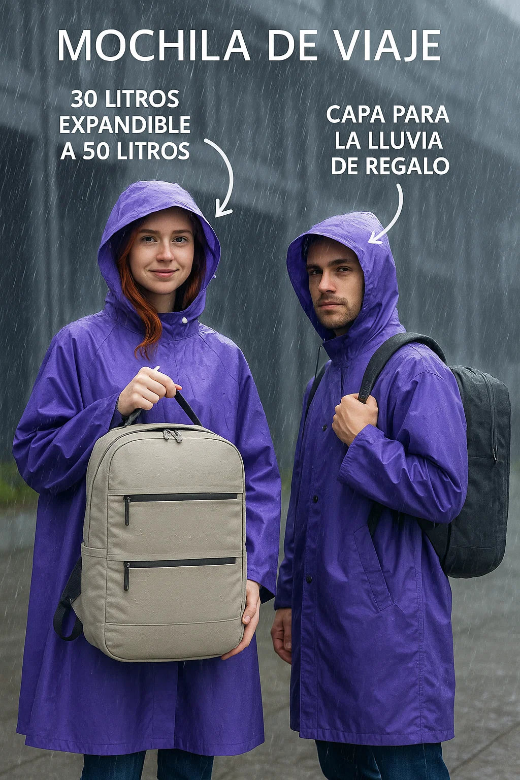 MaxAventur® - Mochila Viajera expandible 30L + Capa De Lluvia ☔️🎁 de regalo