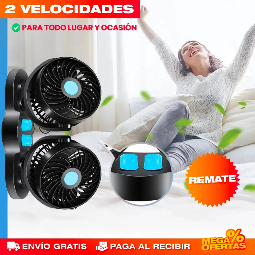 VENTILADOR DE DOBLE CABEZA PARA CARRO